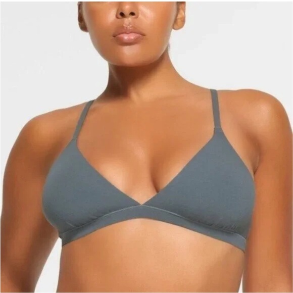 Skims XL Triangle Bra - Kyanite Blue - Cotton Stretchy Comfy Mesh Lined Minimal - Picture 1 of 7